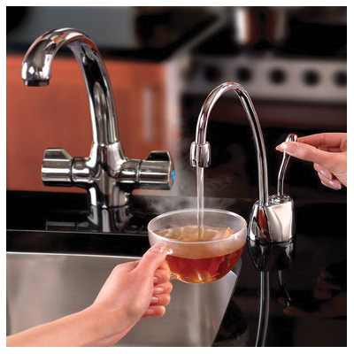 InSinkErator Indulge™ Hot Water Dispenser, 2/3 Gallon, Lead-Free, Chrome Plated, Brass, High-Arc, Swivel Spout
