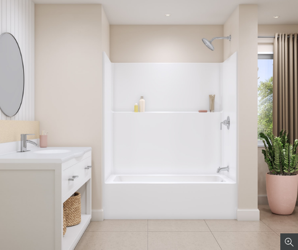 Aquatic Icon TS6032 60 in x 32 in x 73 in Acrylx Alcove One Piece Tub & Shower w/ Right Hand Drain in White