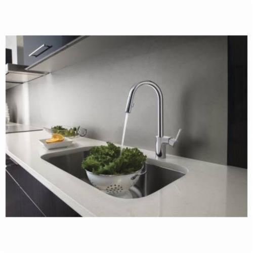 Moen ALIGN™, Power Clean™, Duralock®, Duralast® Kitchen Faucet, 15-5/8" H x 9-1/2" Clearance x 7-17/32" Reach, 1-Hole, 1.5 GPM at 60 PSI, Lead-Free, Chrome Plated, Metal, High-Arc/Pull-Down Spout, 1-Lever Handle, Deck Mount