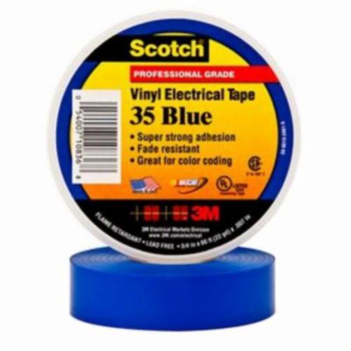 Scotch Electrical Tape, 0.75" x 66' x 7 Mil, 600 V, Blue, PVC Backing, Rubber Resin Adhesive, Color Coding, Insulating