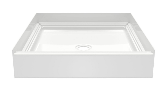 Swan® Veritek™ 36 in x 36 in Alcove Shower Base w/ Center Drain in White