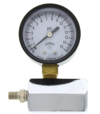 WINTERS PEGT201 Economy Test Gauge, 0 to 15 psi Pressure, ±3-2-3% Accuracy, Steel