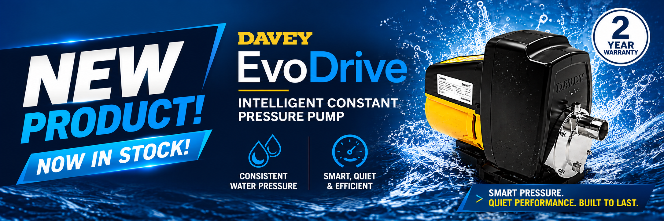Davey EvoDrive intelligent constant pressure pump.
