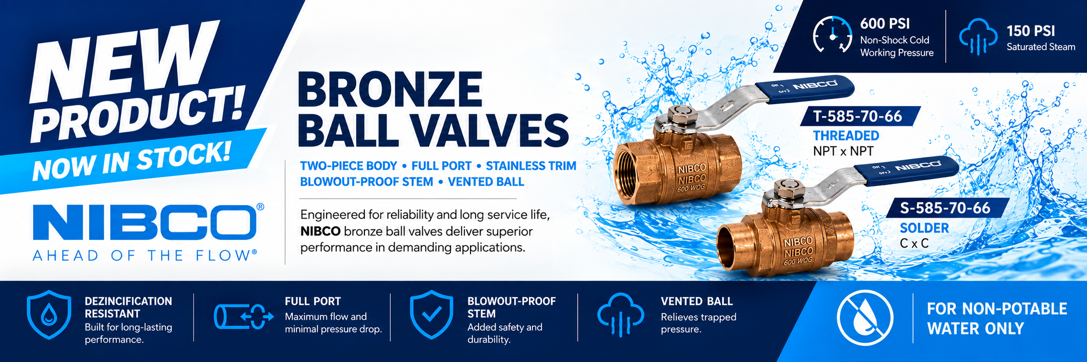 NIBCO bronze ball valves, now in stock.