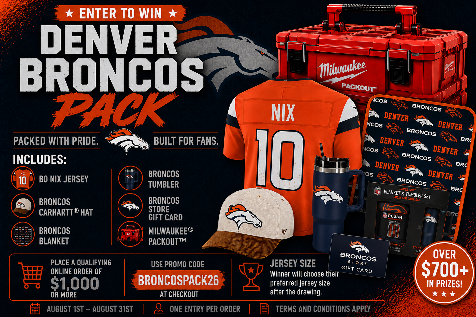 Denver Broncos Milwaukee Packout giveaway