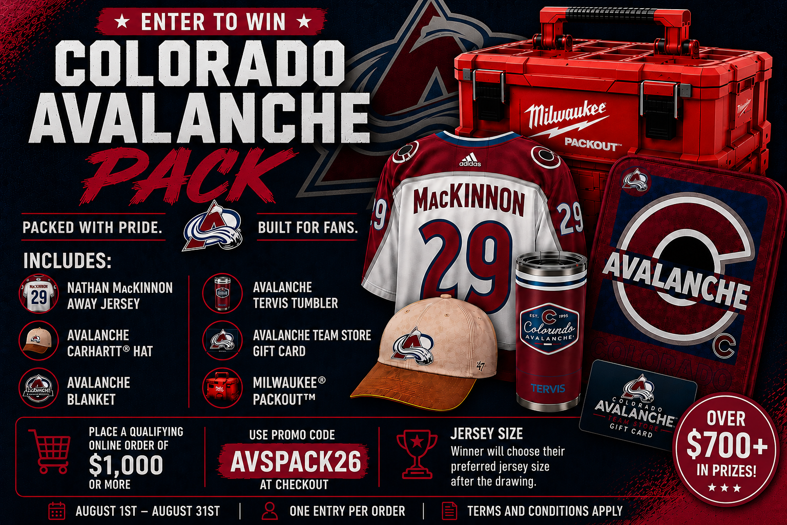 Colorado Avalanche Milwaukee Packout giveaway